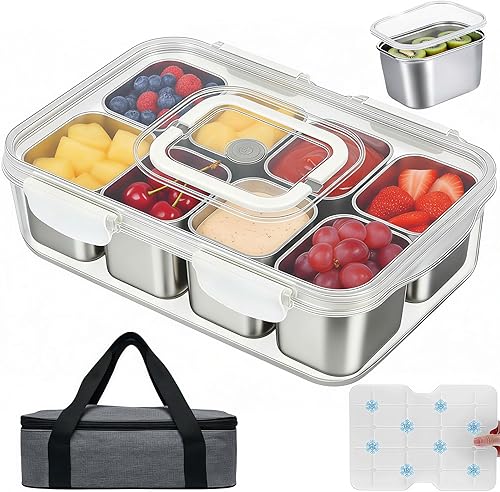 Gifhomfix Snackle Box 8-Compartment with Ice Pack