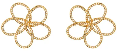Oscar de la Renta Flower Rhinestone Chain-Link Earrings