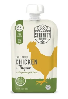 Serenity Kids 6+ Months Chicken Baby Food Pouches Organic Chicken Thyme Puree